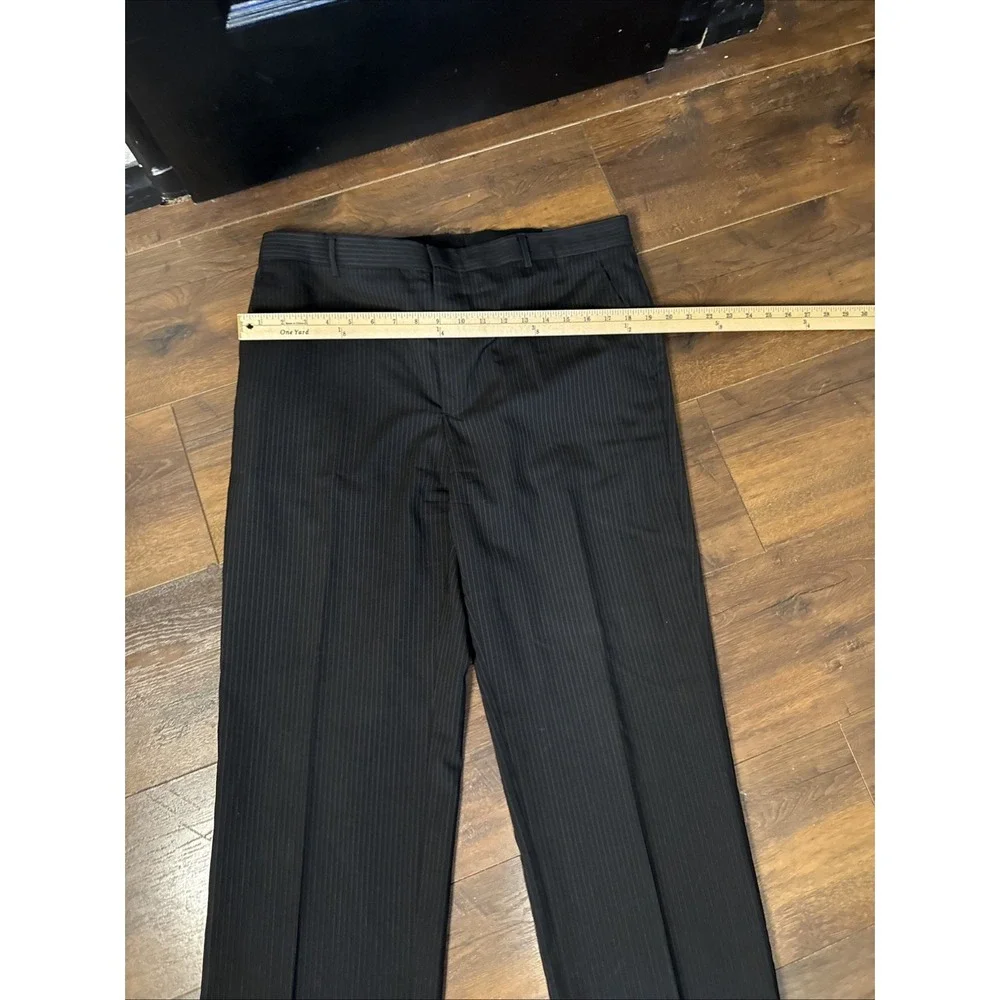 Banana Republic Tailored Fit Wool Dress Pants Men's 35x30‎ Gray Striped Charcoal